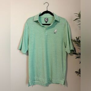 FJ foot joy polo‎ green and white stripe athletic fit golf shirt men’s size M